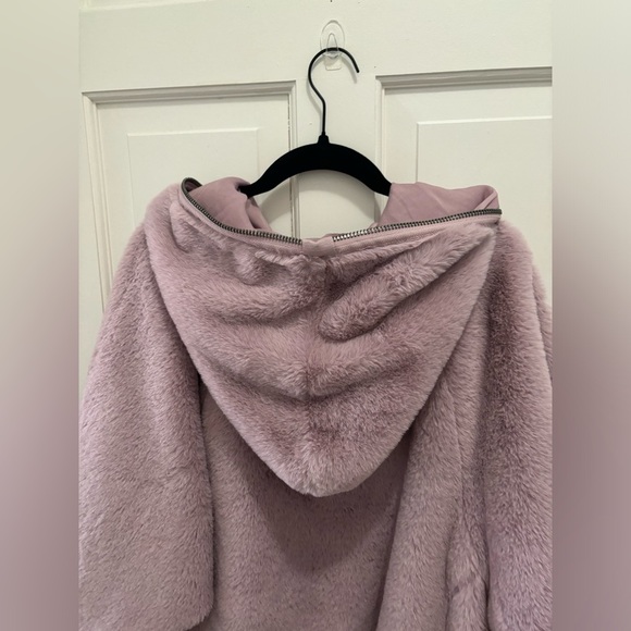 Free People Turn Up Zip Off Faux Fur Hoodie Coat Lavender Haze XS - Picture 10 of 13